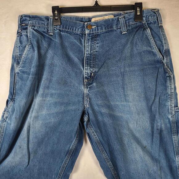 Carhartt FR Flame Resistant Jeans 40x32 Workwear Utility Denim Distress Repair - Picture 2 of 11